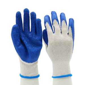 CE EN 388 Anti Slip Poly-cotton Blue Latex Work Gloves Custom Logo