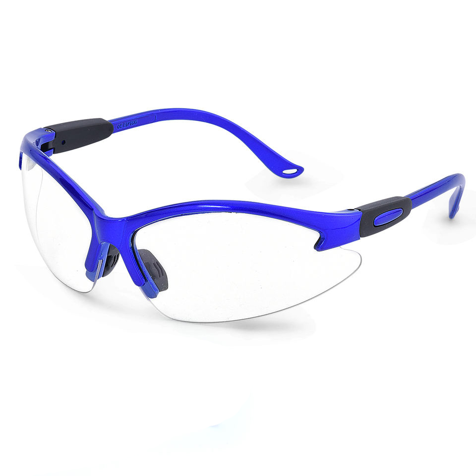 Anti Scratch Dust Proof Anti Fog Clear PC Lens Blue Frame Safety Eye Glasses