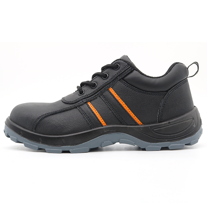Black Leather Anti Slip Men Safety Shoes with Steel Toe