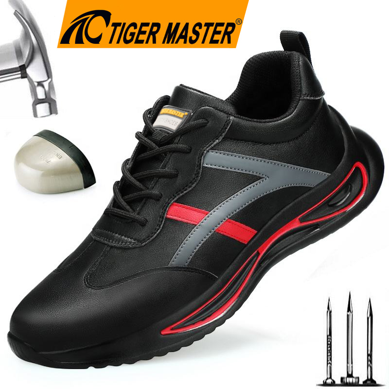 Microfiber Leather Rubber Sole Steel Toe Puncture Proof Safety Shoes Sneaker