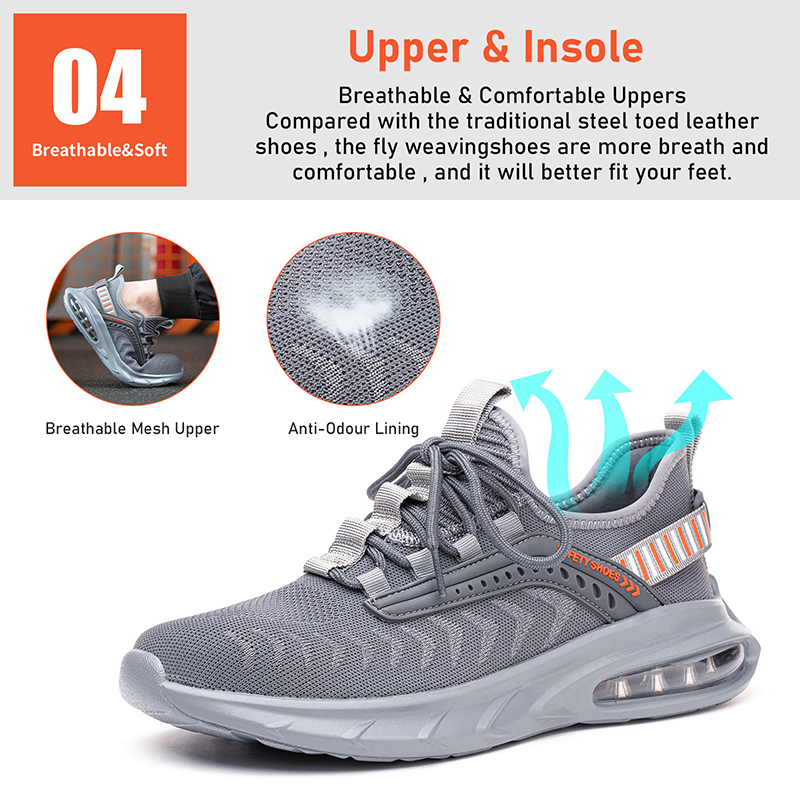 Shock Absorption Fashion Sport Safety Shoes Steel Toe