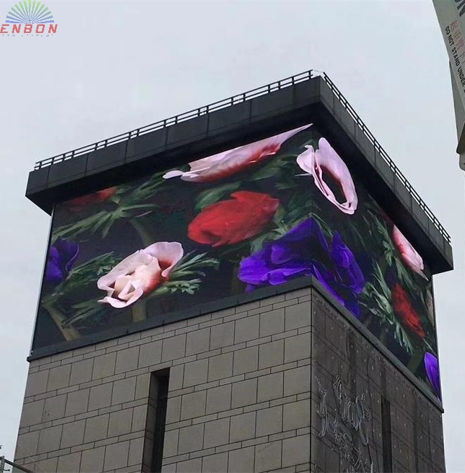 Pantalla LED al aire libre de la esquina RGB de 90 grados P10 para la publicidad comercial en las paredes