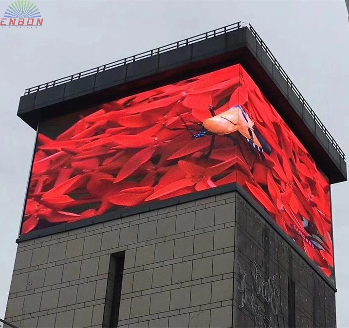 P10室外90度角RGB LED显示屏用于墙上的商业广告