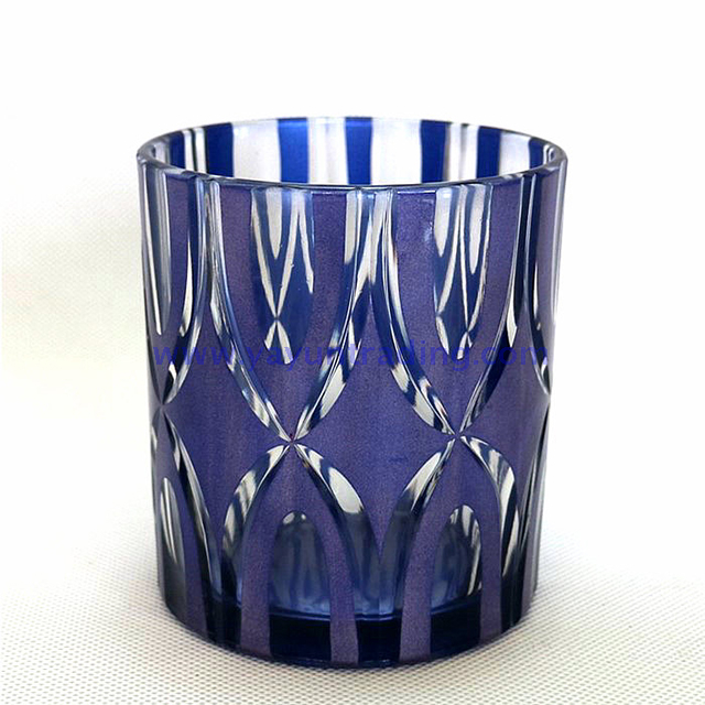 metallic matte amber colored glass candle container cup for home decoration