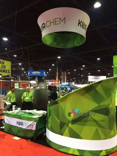 Circular Exhibition Hang Sign, Custom Exhibition Event Tension Fabric Tradeshow Display Round/Circle/circular cone Hanging Display Banner