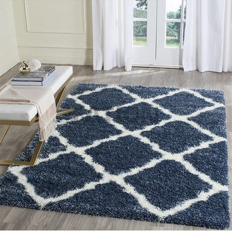 5'×8' Navy Living Room Rug Soft Shaggy Carpet