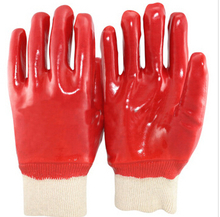Knit wrist red PVC gloves