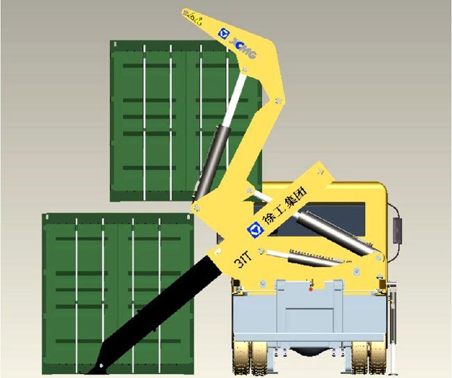 2 árboles 3 árboles 20 pies de 40 pies del envase del uno mismo del cargamento acoplado automático semi con la grúa del contianer