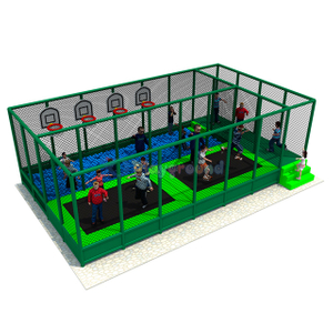 Customized Amusement Trampoline Park with Ball Pit and Basketball Hoop