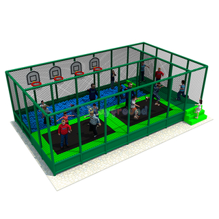Customized Amusement Trampoline Park with Ball Pit and Basketball Hoop