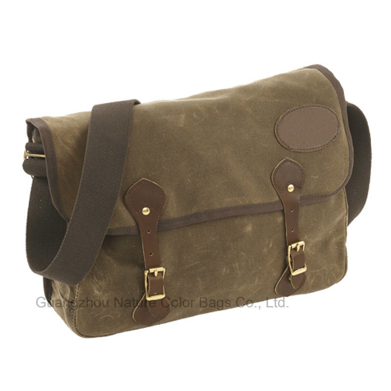 Mens Funtional Waxed Canvas Travel Messenger Bag for Trips