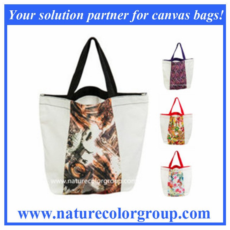 Printed Foldable Tote Polyester Bag with Nylon Handles (SP-5046)