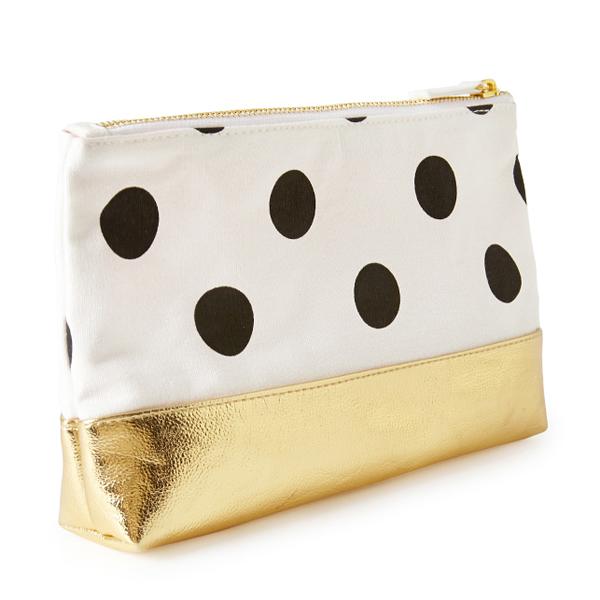 Personalized Good Quality Polka Dot Makeup Bag Gold