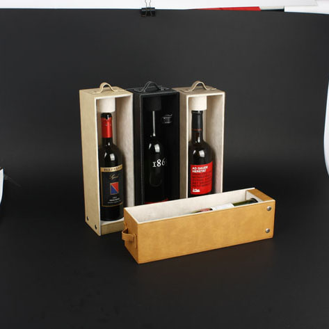 Wine Box Manufacturer Brown PU leather wine glass cardboard gift boxes