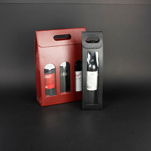 Wine Box Manufacturer Brown PU leather wine glass gift bags