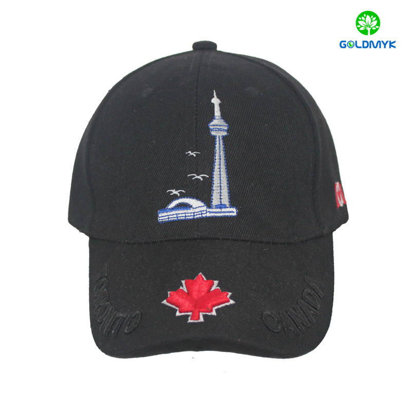 自定义黑色加拿大槭树刺绣体育运动盖帽