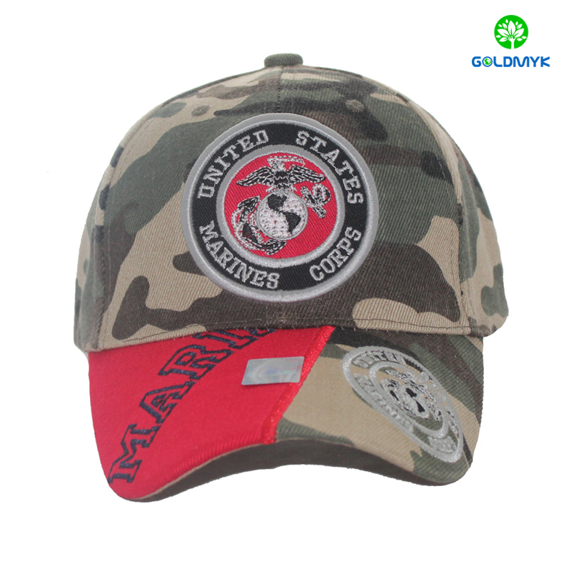 批发camo 6 panesl棒球帽与联合补丁程序刺绣在边缘