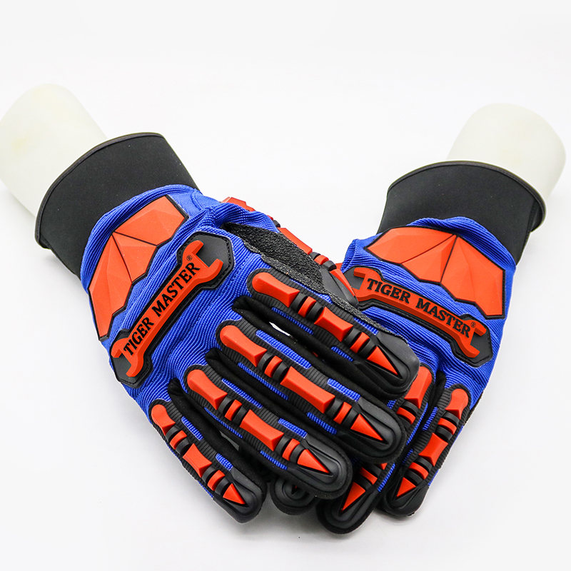 TPR impact resistant anti cut oil & gas industry mechanic gloves