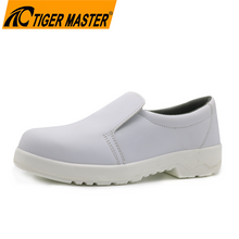 White Microfiber Leather Non Slip Kitchen Shoes with Steel Toe
