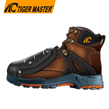 Brown Nubuck Leather Rubber Sole Composite Toe Mining Safety Boots for Men