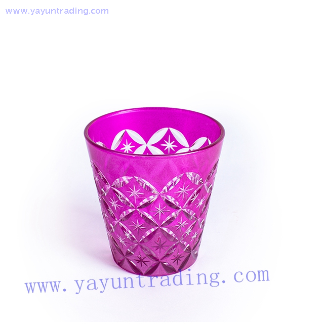 hand made popular pink horn shape glass candle holder