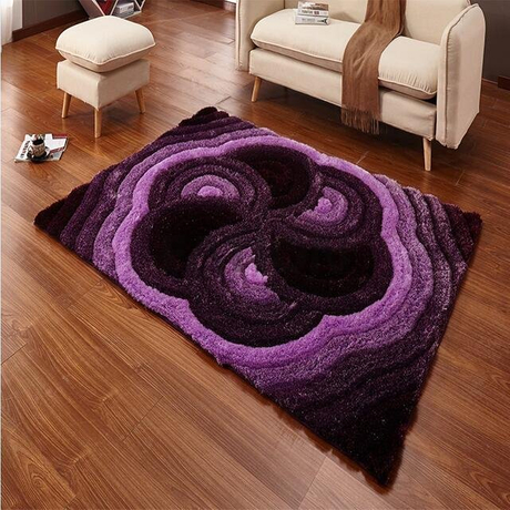 5'×8' Polyester Shag Carpet Purple Fluffy Rug