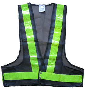 Black mesh reflective safety vest
