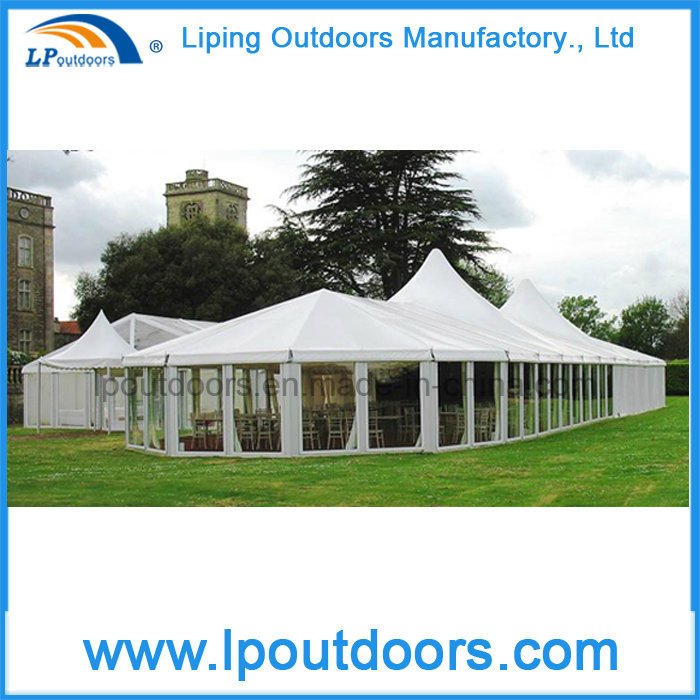Carpa tipo marquesina combinada de estructura mixta grande 