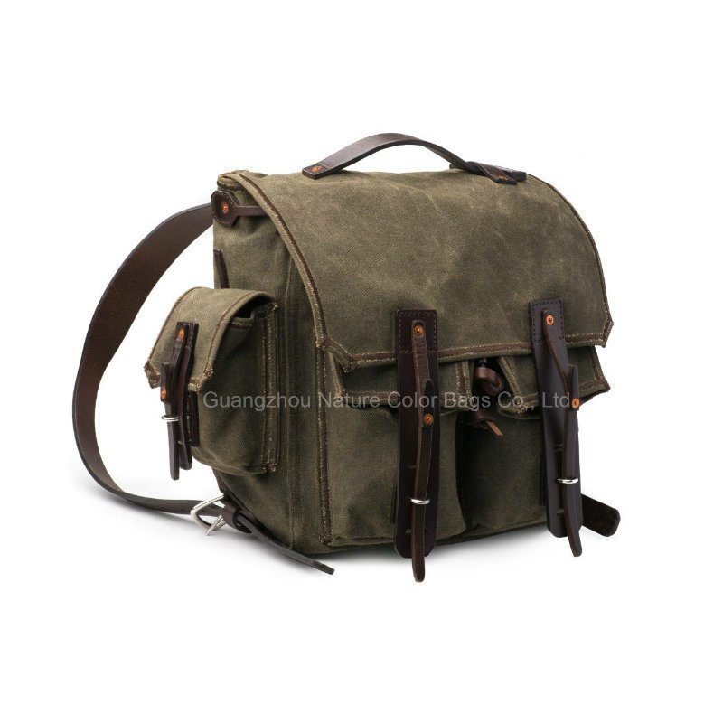 Students Leisure Fashion Waxed Canvas Backpack for Campus