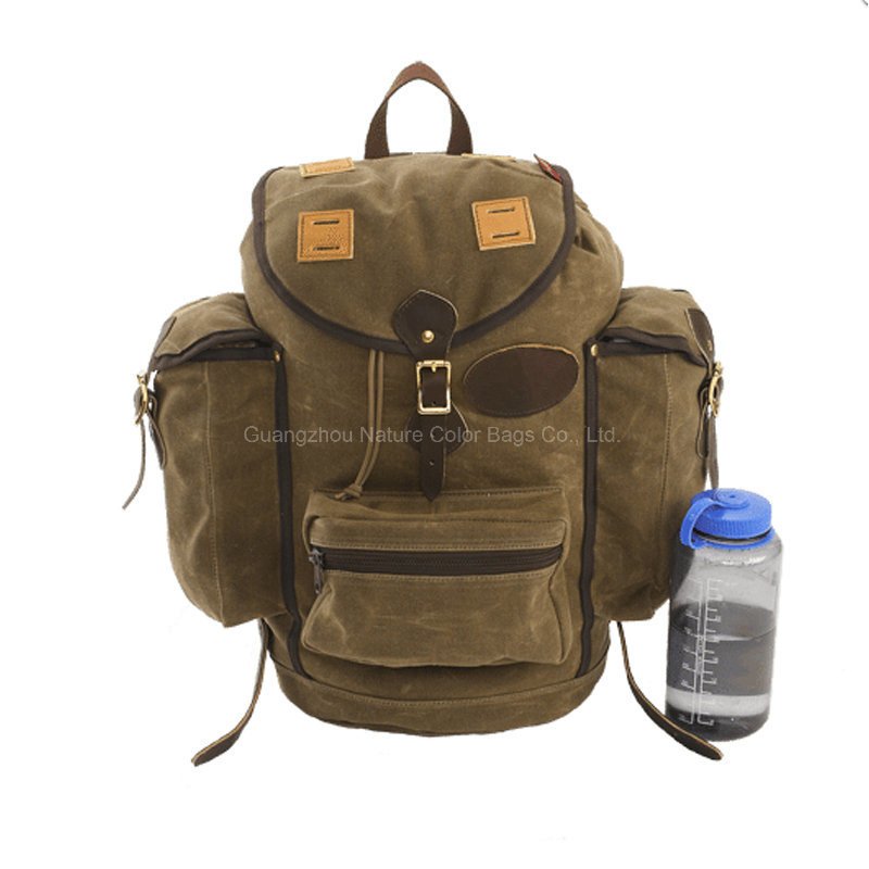 Mens Casual Waxed Canvas Backpack for Campus and Trips