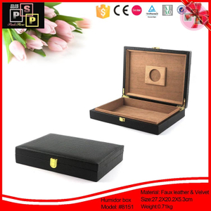 Black Croc Leather MDF wood cigar case box