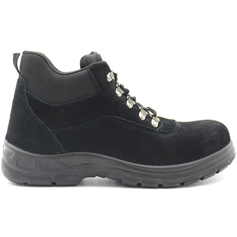 Suede leather steel toe puncture proof safety shoes black