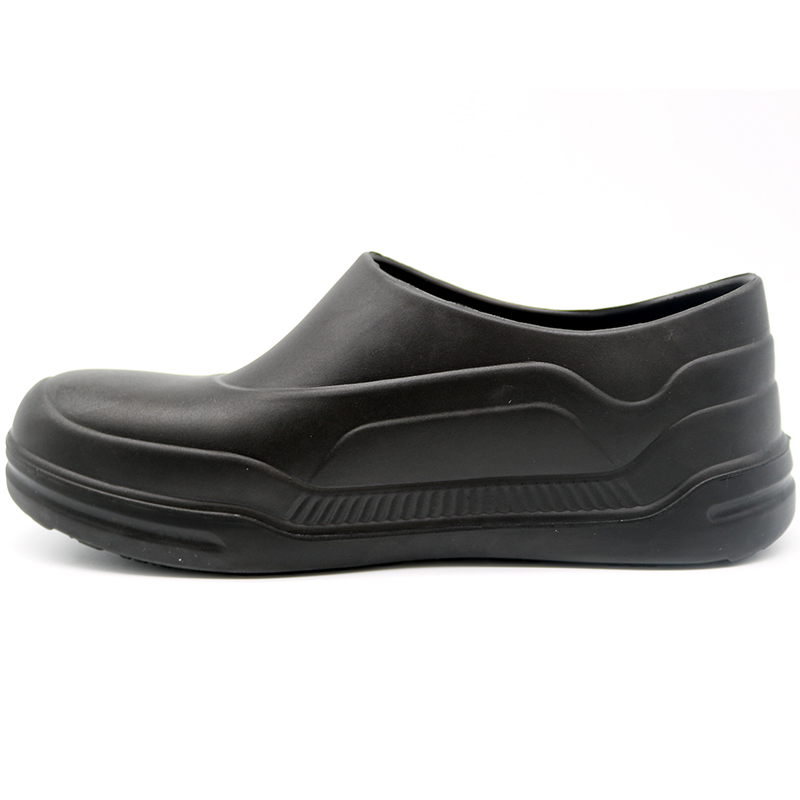 Black PU Oil Water Resistant Anti Slip Non Safety Restaurant Kitchen Chef Shoes