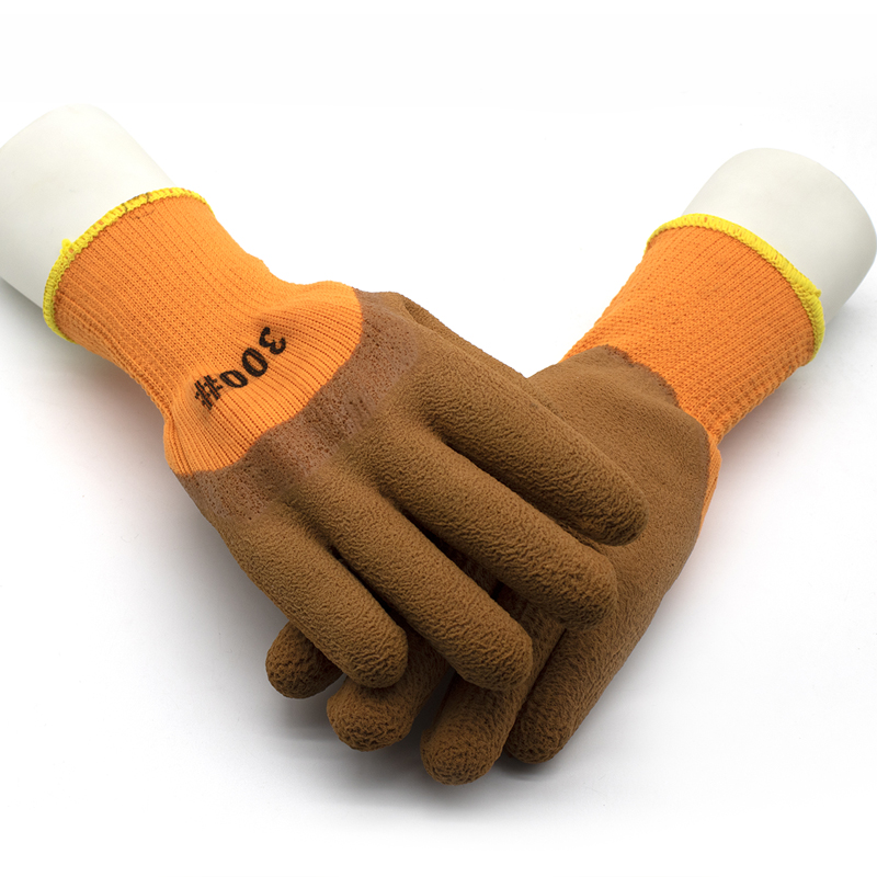 Non-slip Oil Resistant Terry Fabric Liner Winter Latex Work Gloves