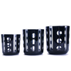 luxury hand engraved black set of 3 glass candle containers 