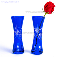 Mosaic Modern Home Decoration Elegant Cobalt Blue Flower Glass Vase 