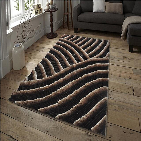 Fashion Brown Thick Shag Rug 3D Effect Carpet