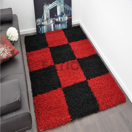 5'×8' Soft Modern Shaggy Rug Red Multi Shag Carpet