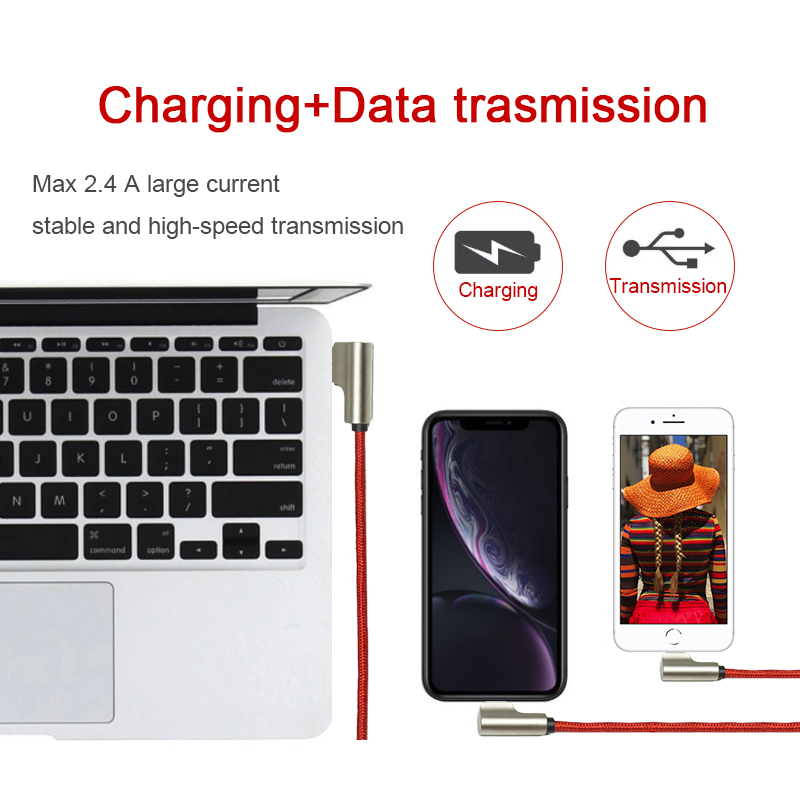 Charging+Data Double 90° Elbow USB Cable for IOS