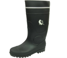 Heavy duty black safety pvc rain boots with reflective stripe