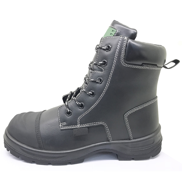 ENS015 High ankle steel toe leather work safety boot with zipper