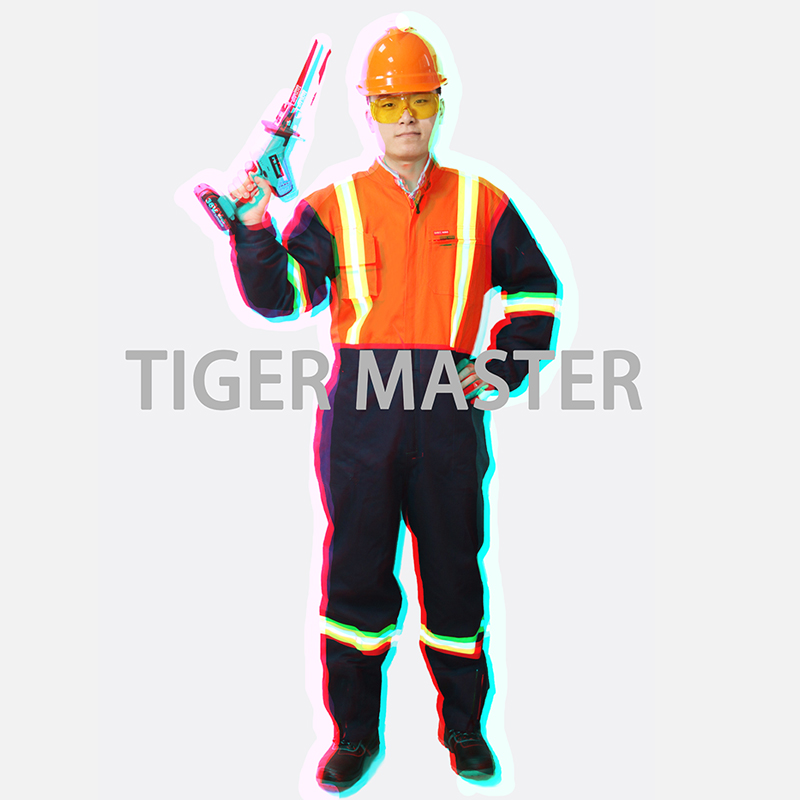 One Piece BICOLOR 270 Grams Cotton Waterproof High Visibility Reflective Safety Coverall Workwear