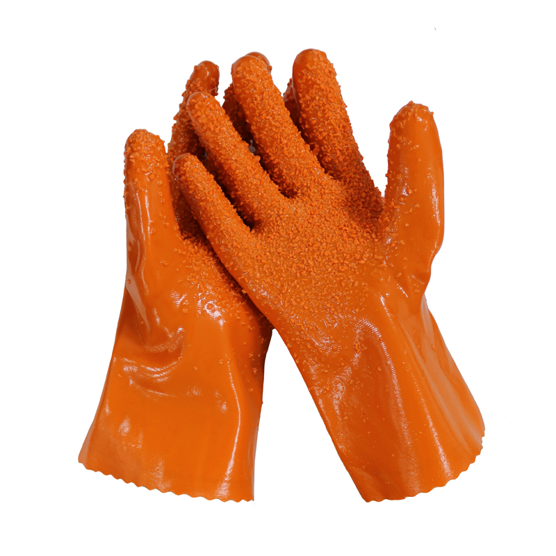 27cm Waterproof Anti Slip Orange Pvc Gloves