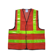 Red netting hi-vis reflective safety vest for workers