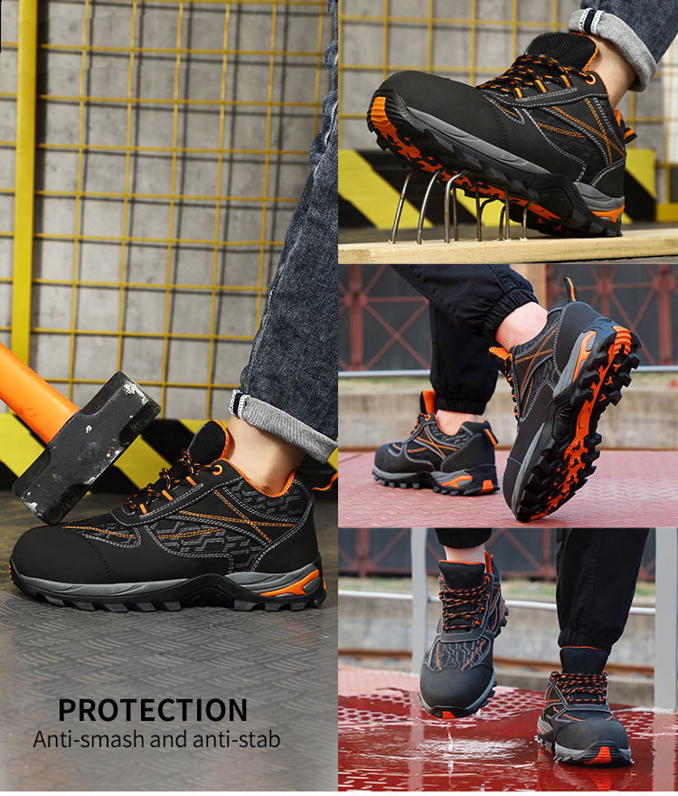 Shock Absorber EVA Rubber Sole Steel Toe Outdoor Hiking Safety Shoes