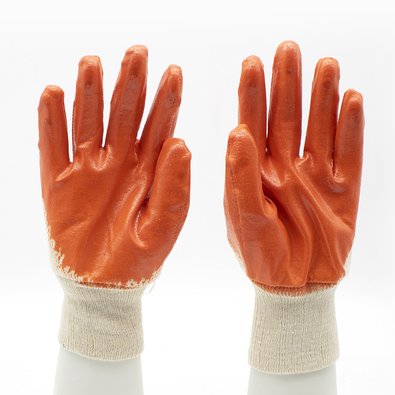 Oil Slip Resistant Open Back Nitrile Work Gloves for Construction