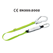 CE EN355 Adjustable Polyester Webbing Energy Absorber Lanyard with 1 Pc Forged Steel Scaffold Hook