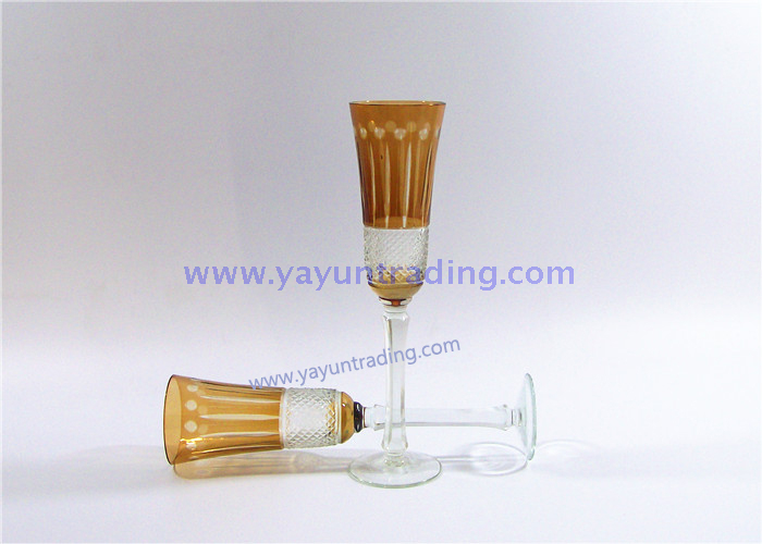 45oz Amber Color Long-stem Glass Champagne Flute for Decoration