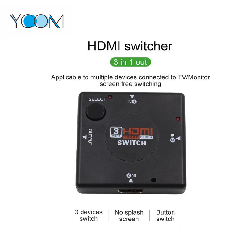 1080P 3 entrada 1 salida HDMI Switch 1.4 versión