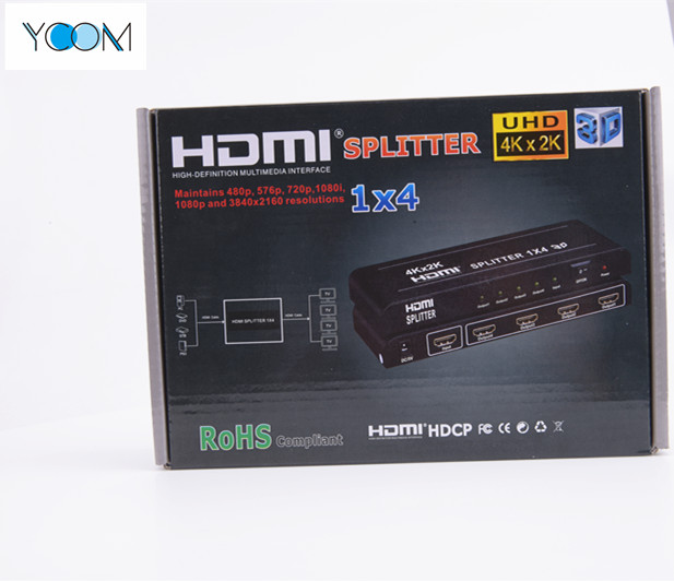 1X4 HDMI Splitter 4Kx2K Soporte 3D con 4Ports